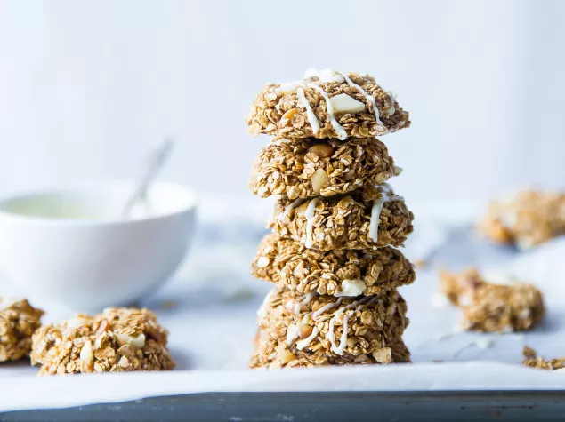 Sugars reduced cereal biscuits stacked on top of one another