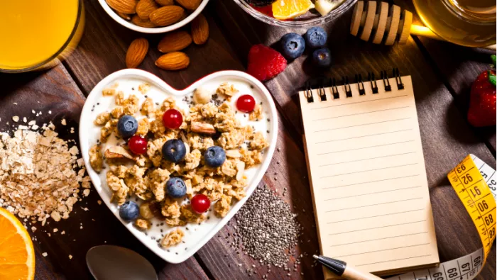 Cereal bowl and fruit