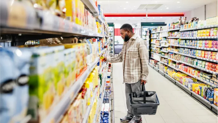 Man in shopping aisle