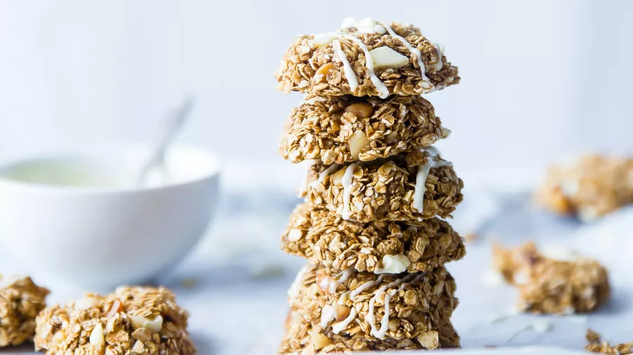 Sugars reduced cereal biscuits stacked on top of one another